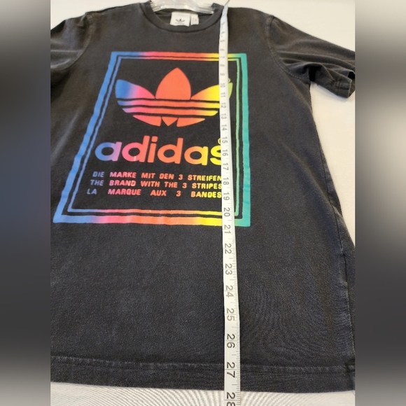Adidas Women's Black Tee Rainbow Graphic Classic Brand Logo Shirt, sz SM - Picture 7 of 9